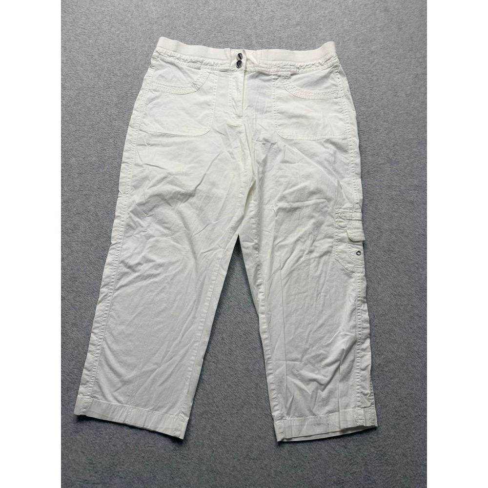 Rafaella White Cotton Blend Cargo Capri Pants Womens Size 10 Cropped Pants